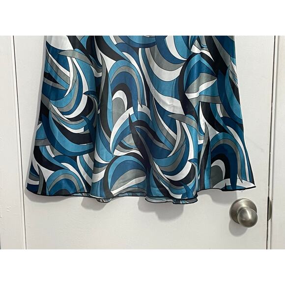 Y2K Wrapper Skirt Large Blue Satin Indie Abstract Flare Retro Glam Festival - Picture 2 of 6